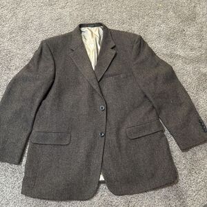 Oscar de la Renta Men's Brown Sport Coat 46R Blazer Jacket Merino Wool Lambswool